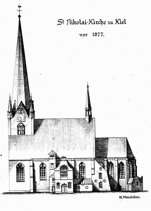 Aufriss der alten Nikolaikirche vor 1877
